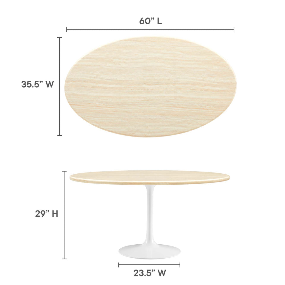 Lippa 60" Oval Faux Travertine Dining Table by Modway