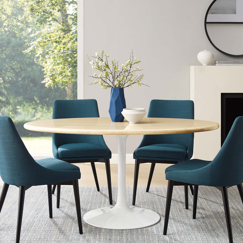 Lippa 60" Oval Faux Travertine Dining Table by Modway