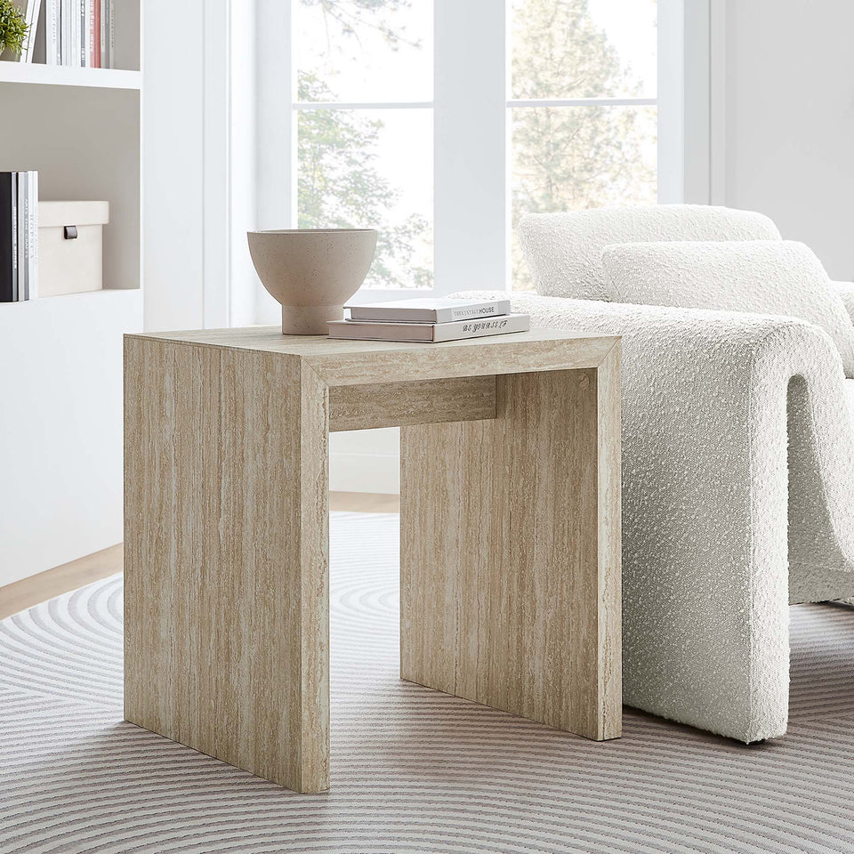 Mirella Faux Travertine Side Table by Modway