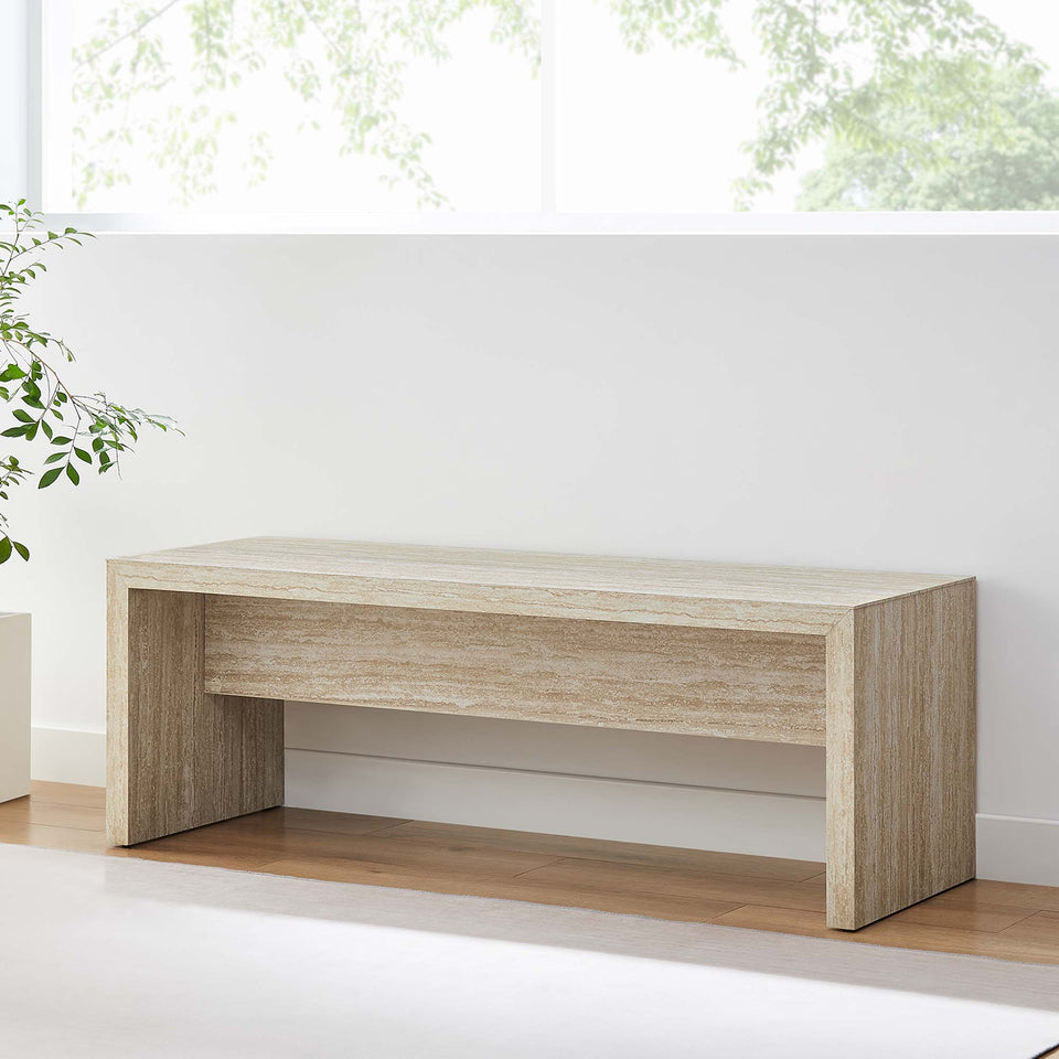 Mirella 53.5" Faux Travertine Bench by Modway