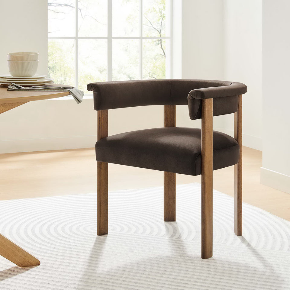 Imogen Performance Velvet Barrel Dining Chairs Set of 2 by Modway