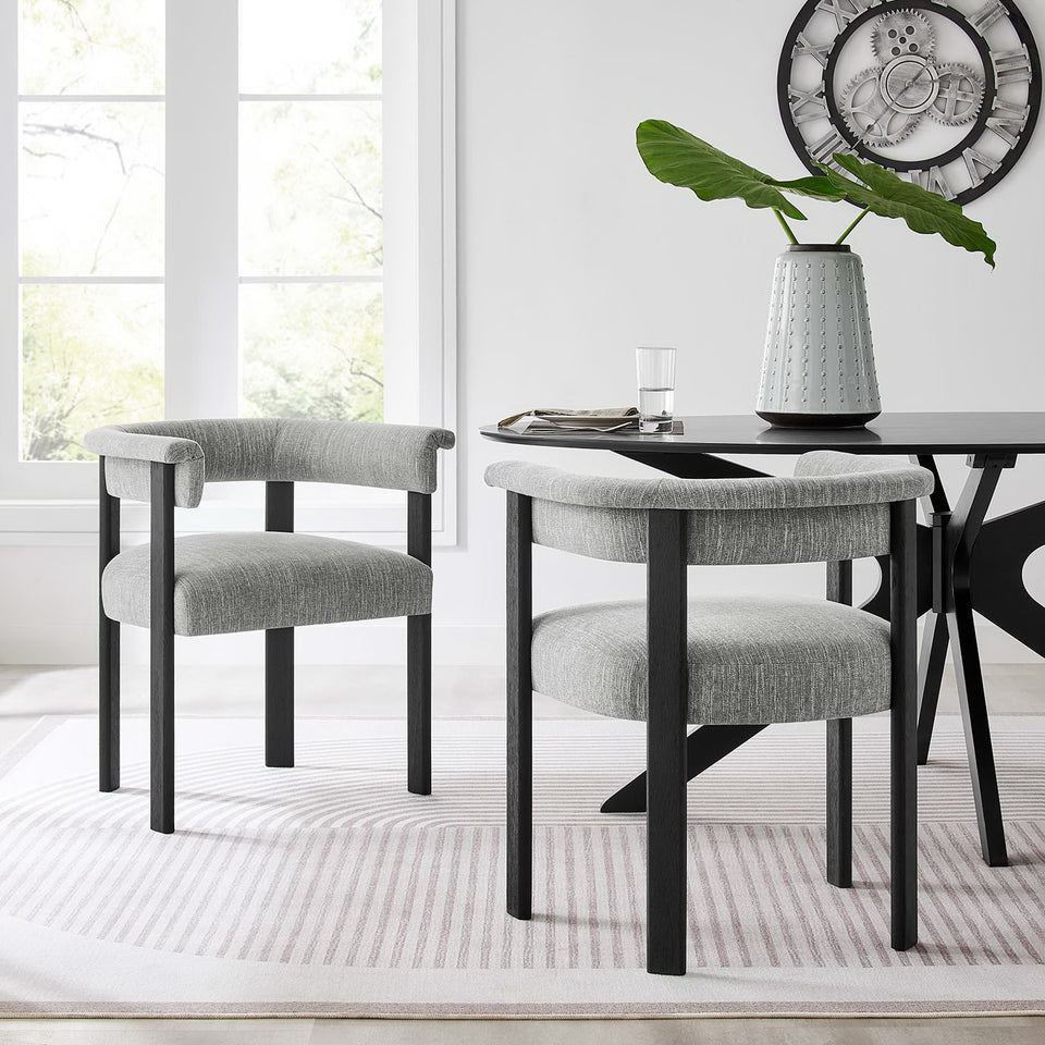 Imogen Fabric Upholstered Barrel Dining Chairs Set of 2 by Modway