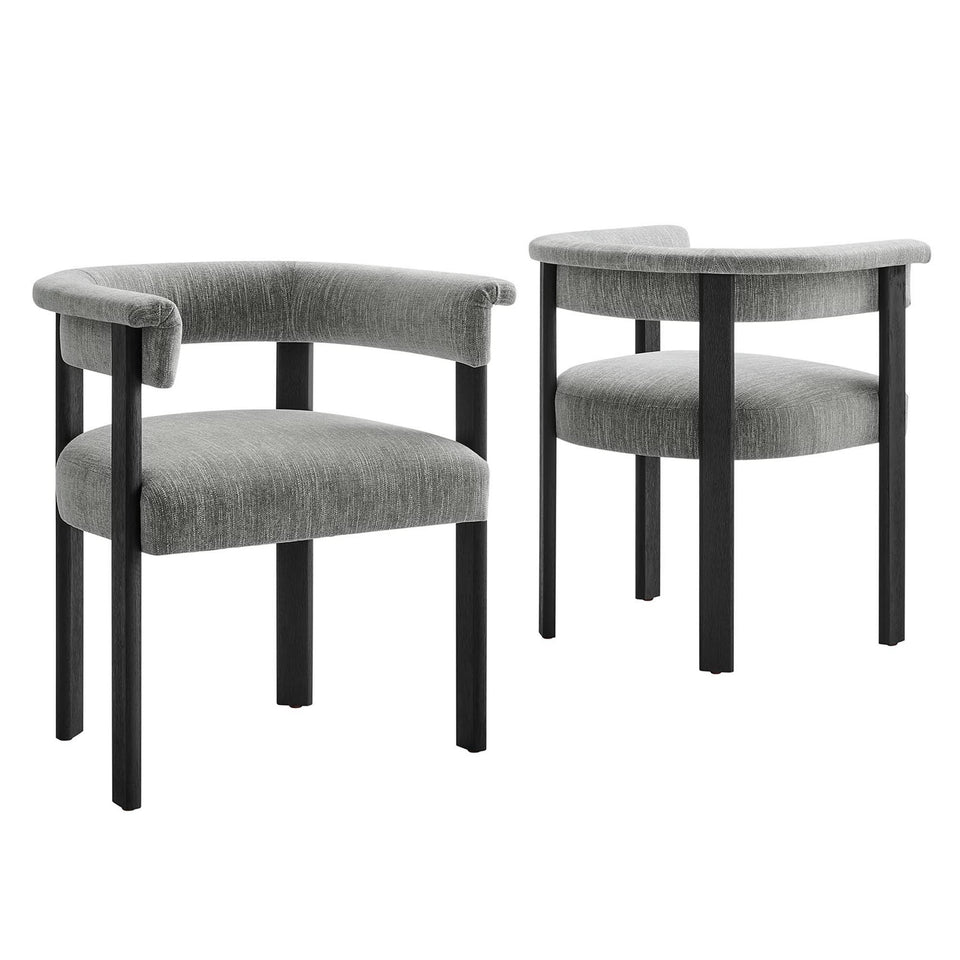 Imogen Fabric Upholstered Barrel Dining Chairs Set of 2 by Modway