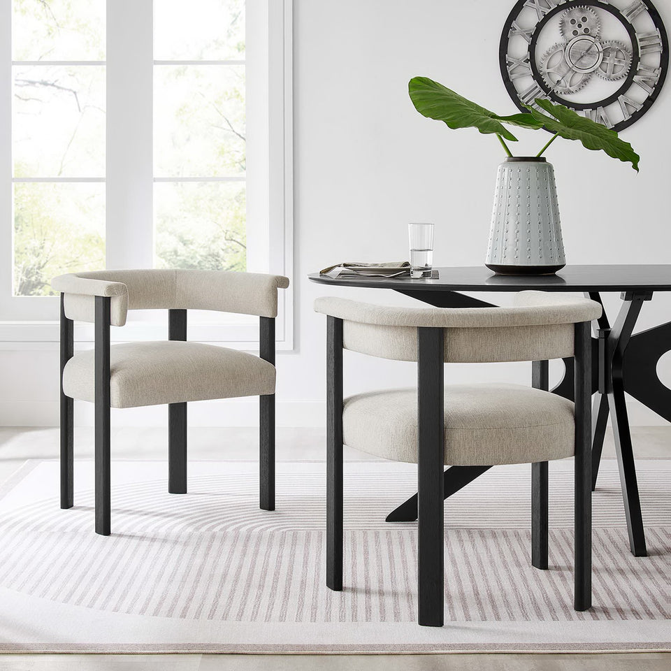 Imogen Fabric Upholstered Barrel Dining Chairs Set of 2 by Modway