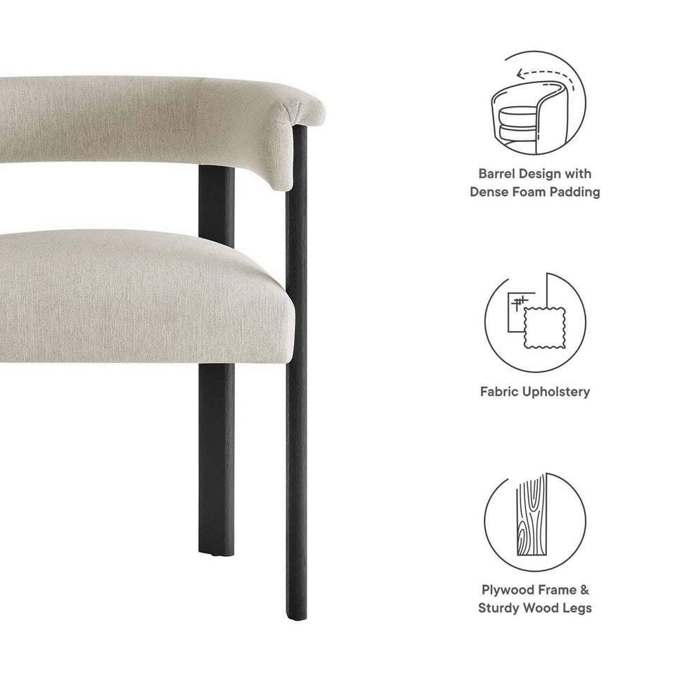 Imogen Fabric Upholstered Barrel Dining Chairs Set of 2 by Modway