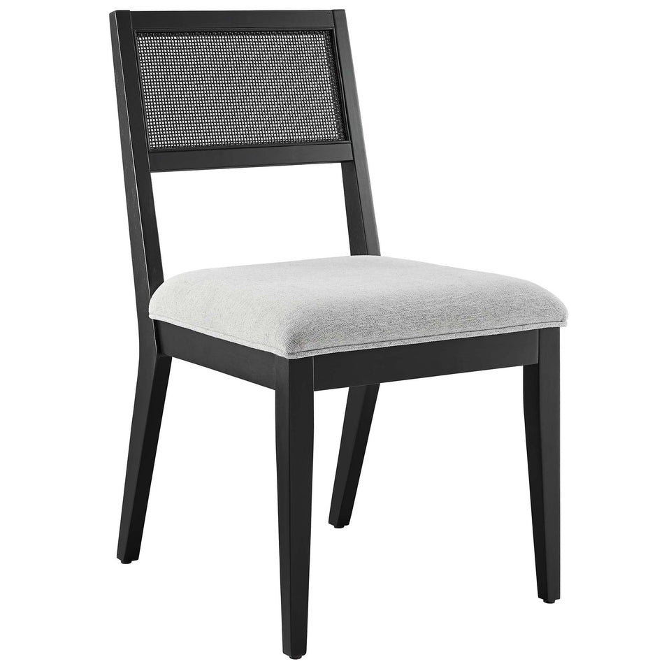 Nimba Faux Rattan Fabric Dining Chairs Set of 2 by Modway