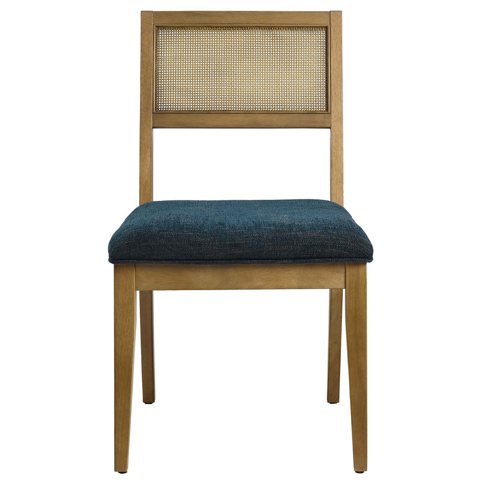 Nimba Faux Rattan Fabric Dining Chairs Set of 2 by Modway