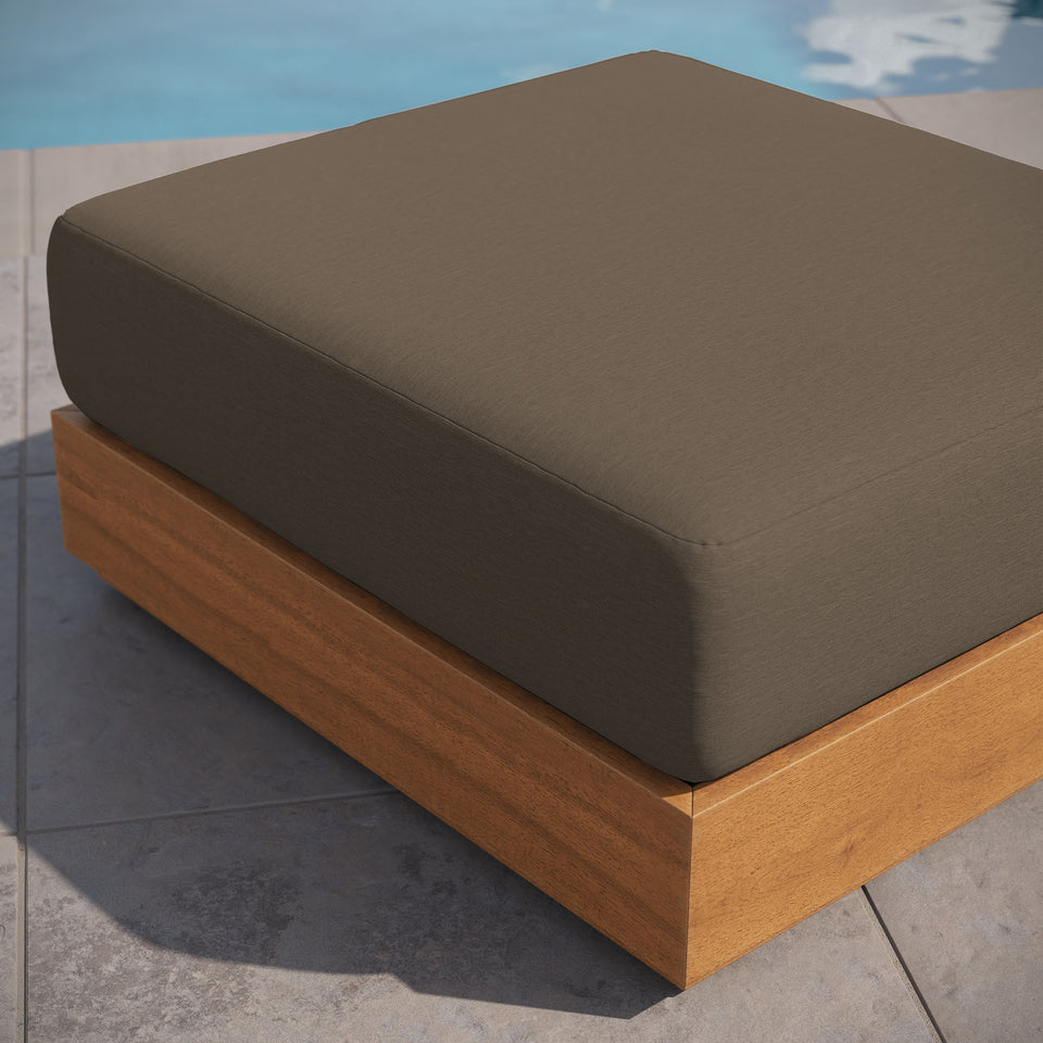 Tahoe Outdoor Patio Acacia Wood Ottoman by Modway