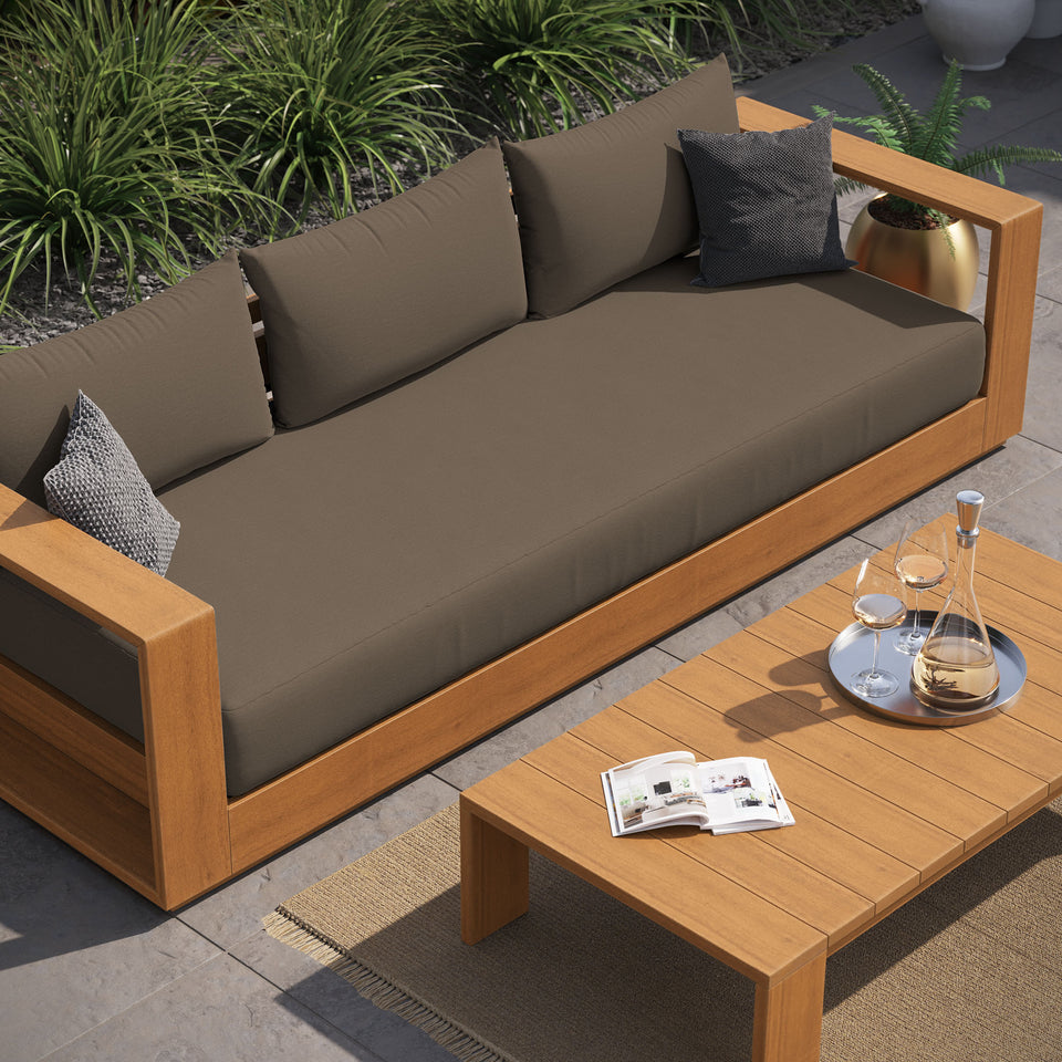 Tahoe 2-Piece Outdoor Patio Acacia Wood Sofa and Coffee Table Set by Modway