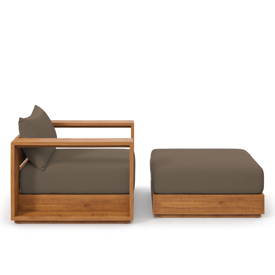 Tahoe 2-Piece Outdoor Patio Acacia Wood Armchair and Ottoman Set by Modway