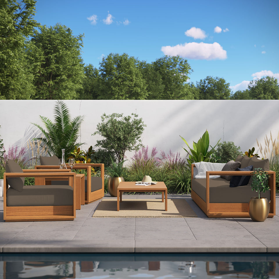 Tahoe 5-Piece Outdoor Patio Acacia Wood Furniture Set by Modway