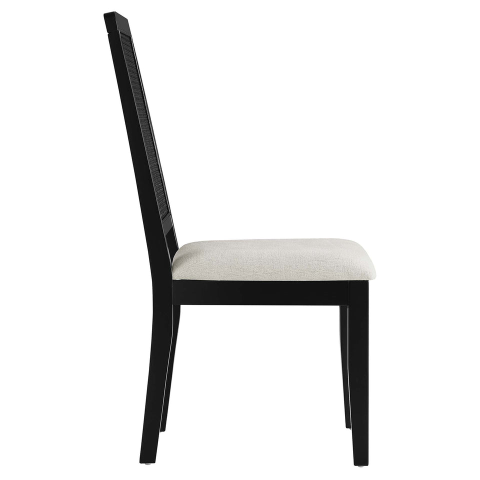 Arlo Faux Rattan and Wood Dining Side Chairs Set of 2 by Modway