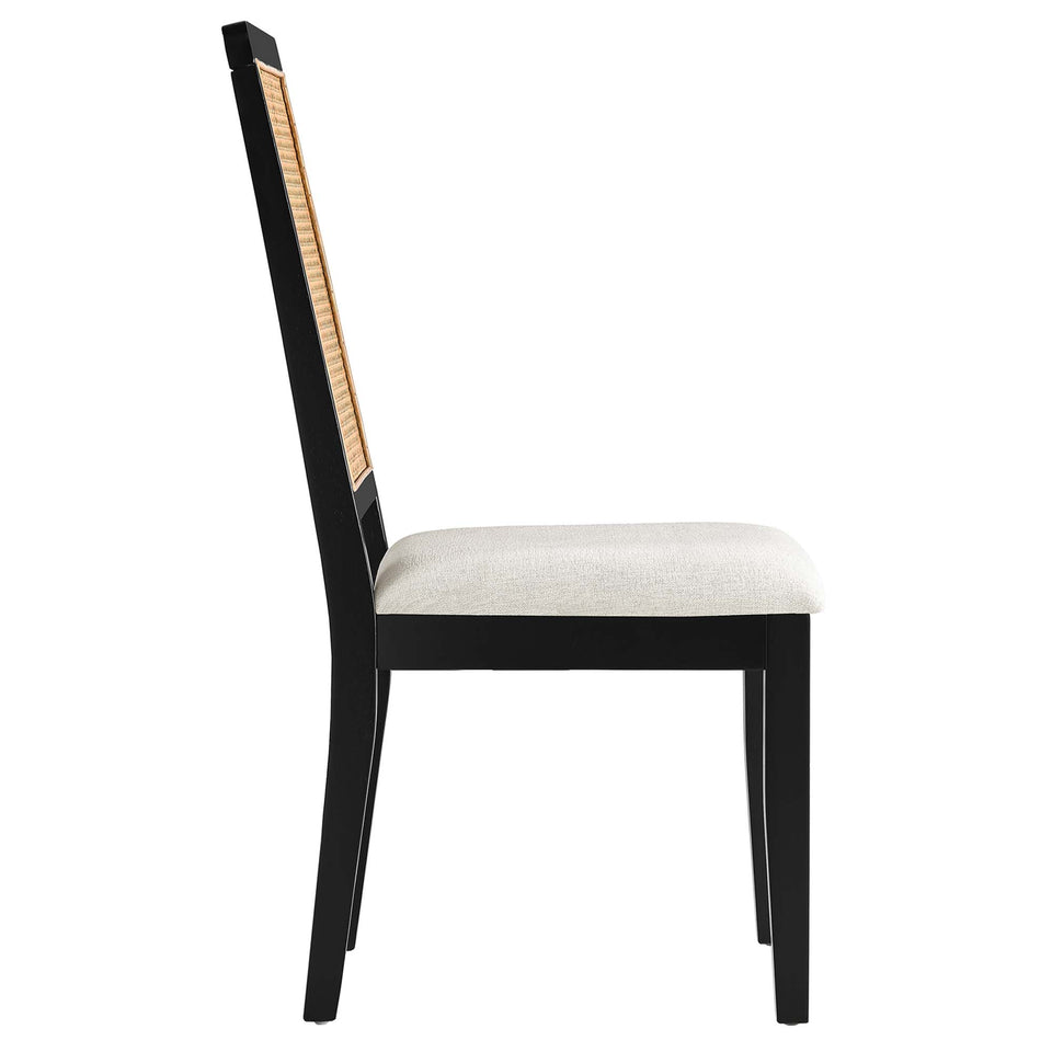 Arlo Faux Rattan and Wood Dining Side Chairs Set of 2 by Modway