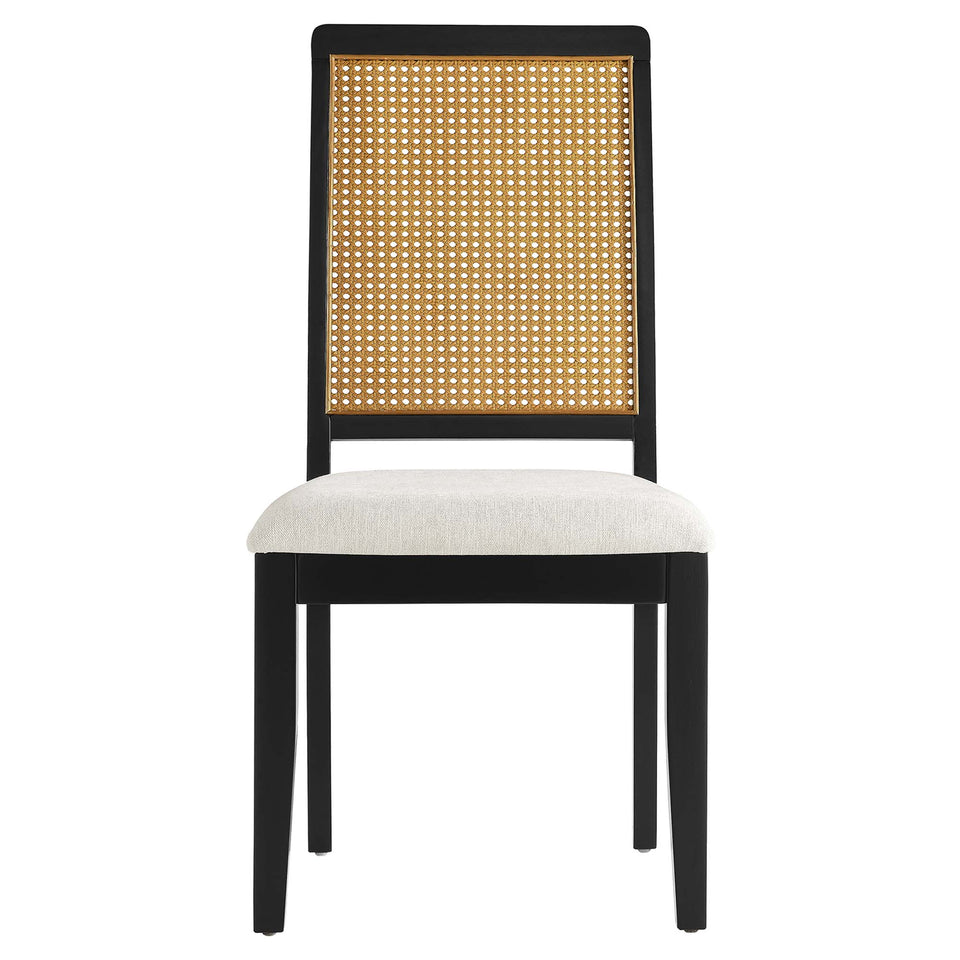Arlo Faux Rattan and Wood Dining Side Chairs Set of 2 by Modway