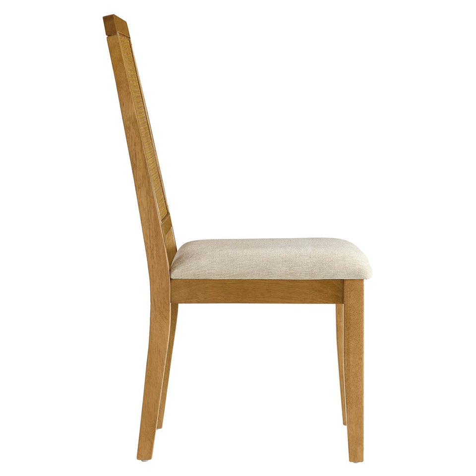 Arlo Faux Rattan and Wood Dining Side Chairs Set of 2 by Modway