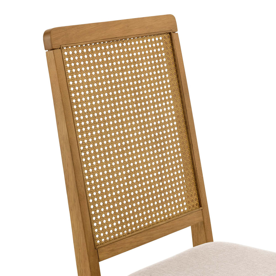 Arlo Faux Rattan and Wood Dining Side Chairs Set of 2 by Modway