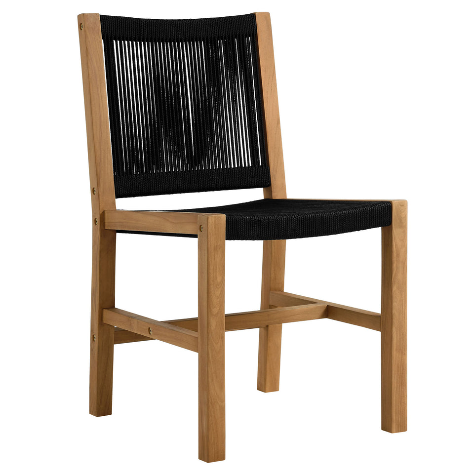 Vienna 3-Piece Outdoor Patio Teak and Rope Dining Set with Armless Chiars by Modway