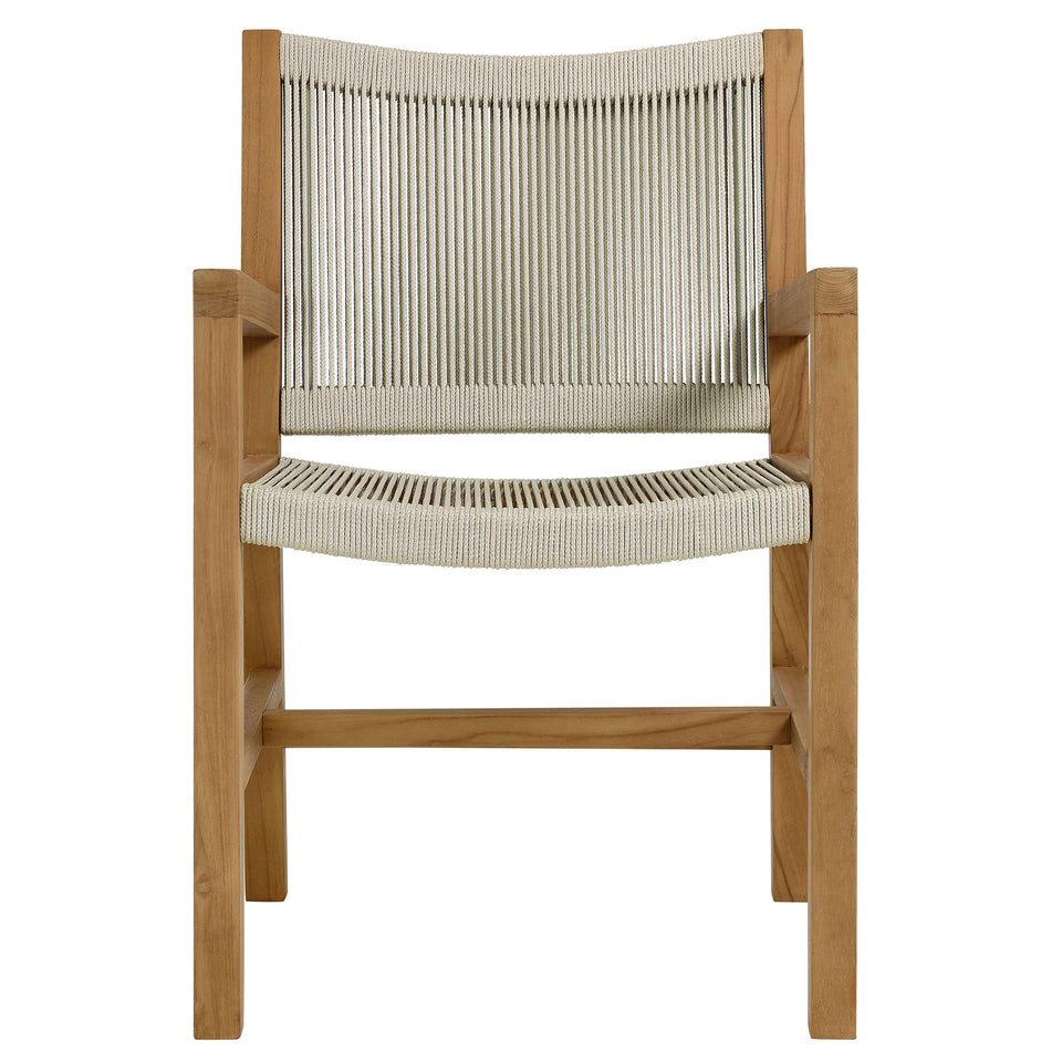 Vienna 7-Piece Outdoor Patio Teak and Rope Dining Set with Armchairs by Modway