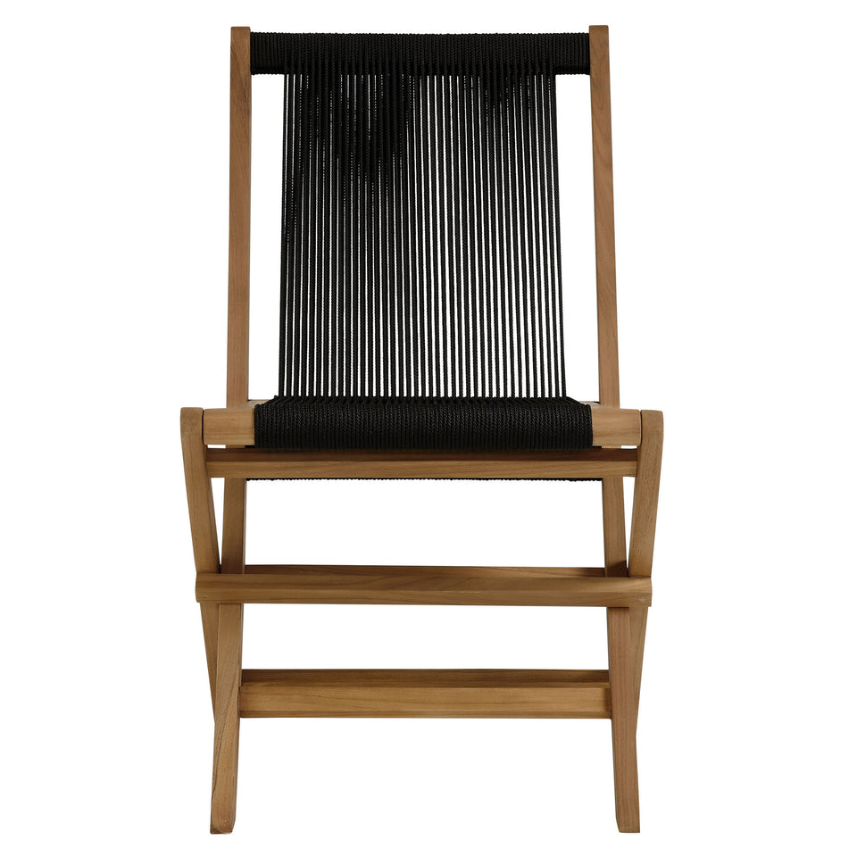 Vienna 5-Piece Outdoor Patio Teak Wood Dining Set with Rope Folding Chairs by Modway