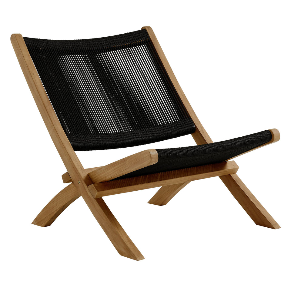 Vienna 2-Piece Outdoor Patio Teak and Rope Folding Accent Lounge Chair and Ottoman Set by Modway