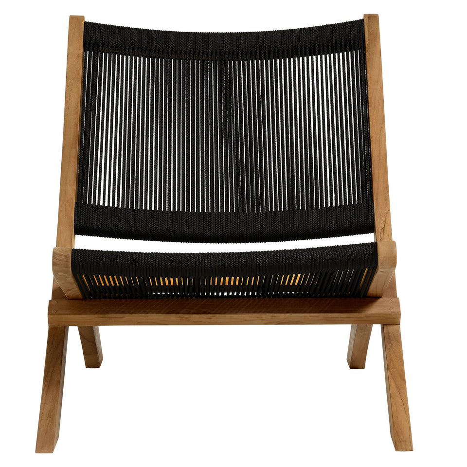 Vienna 2-Piece Outdoor Patio Teak and Rope Folding Accent Lounge Chair and Ottoman Set by Modway