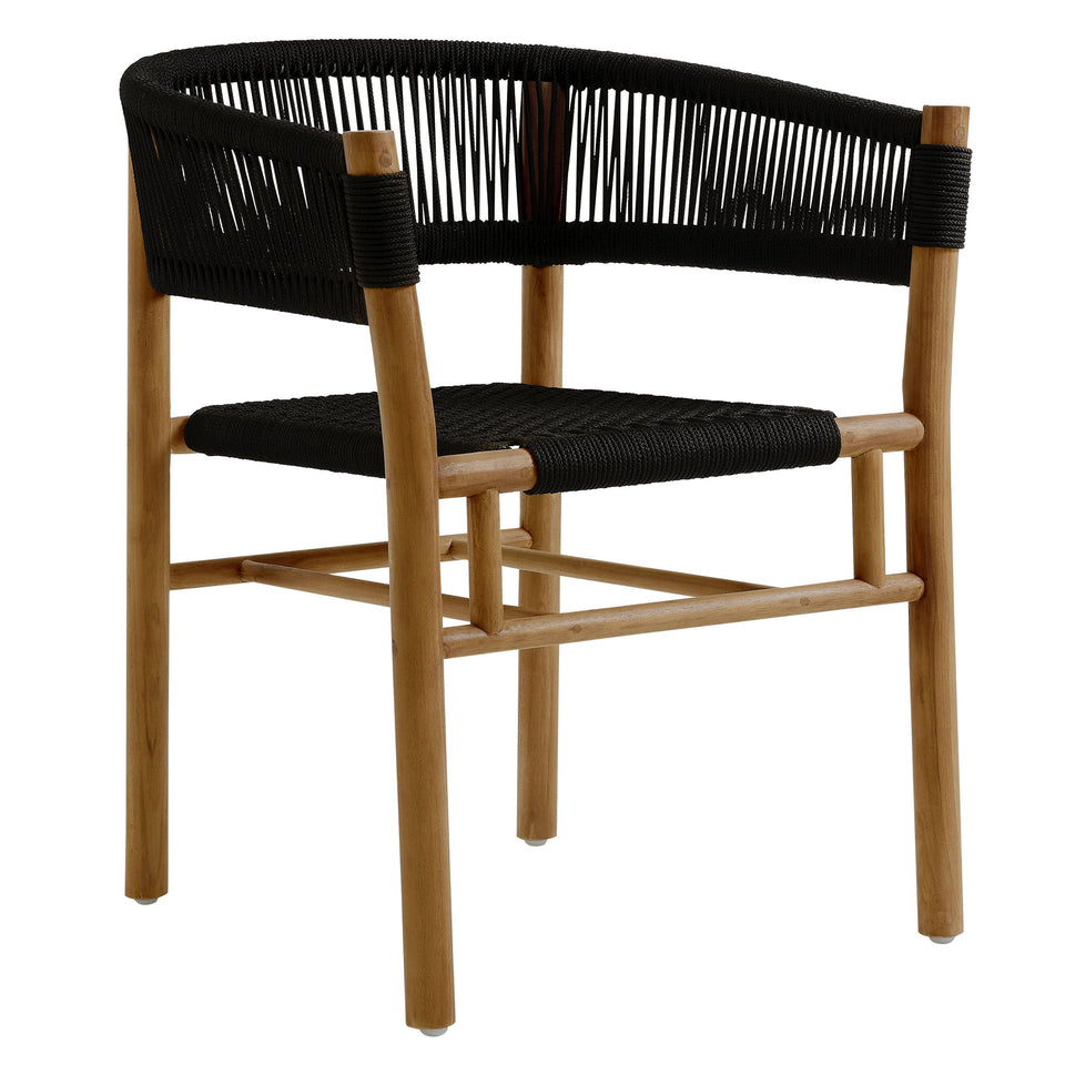 Vienna 5-Piece Outdoor Patio Teak and Rope Dining Set with Curved-Back Armchairs by Modway