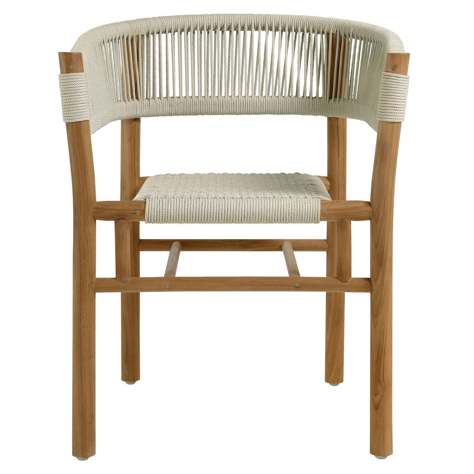 Vienna Outdoor Patio Teak and Rope Curved-Back Dining Armchairs Set of 2 by Modway