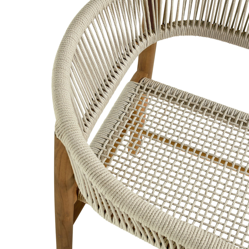 Vienna Outdoor Patio Teak and Rope Curved-Back Dining Armchairs Set of 2 by Modway