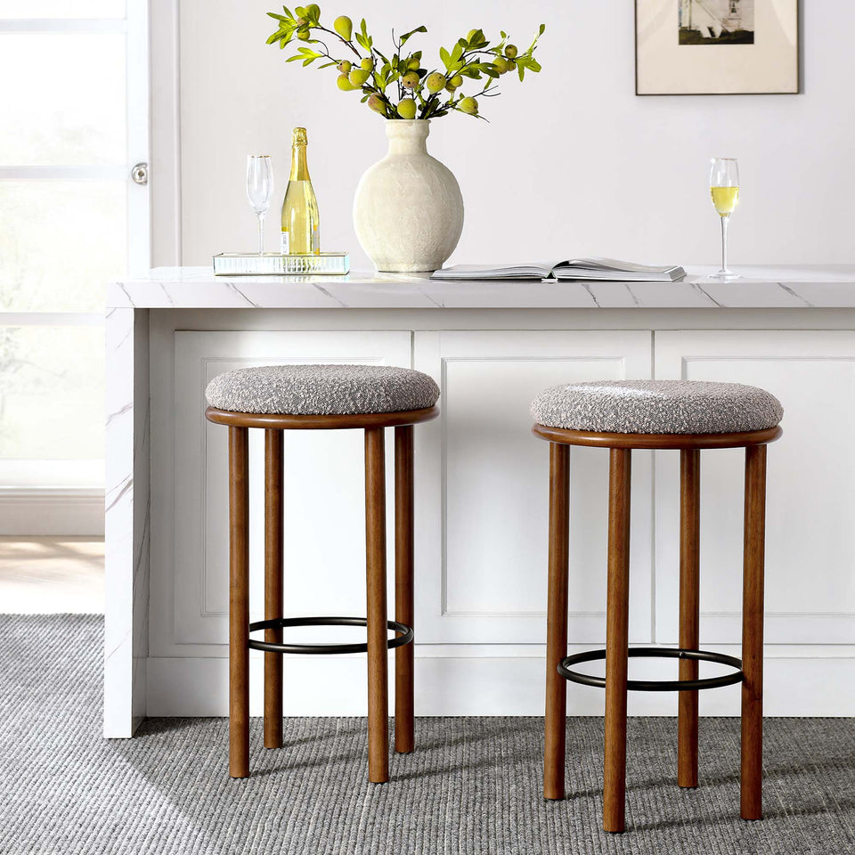 Fable Boucle Fabric Bar Stools Set of 2 by Modway
