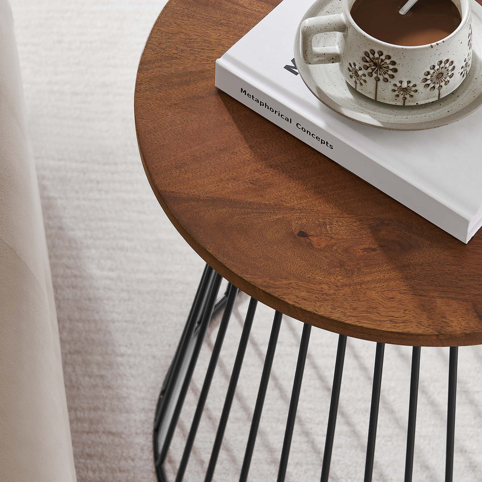 Valeo Round Wood and Metal Side Table by Modway