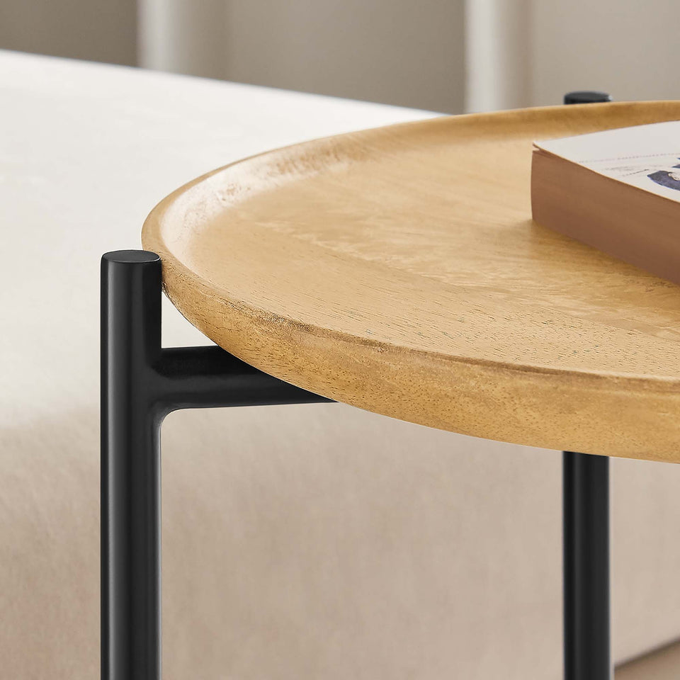 Xilo Round Wood and Metal Side Table by Modway