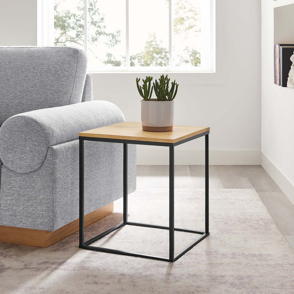 Zora Square Wood and Metal Side Table by Modway