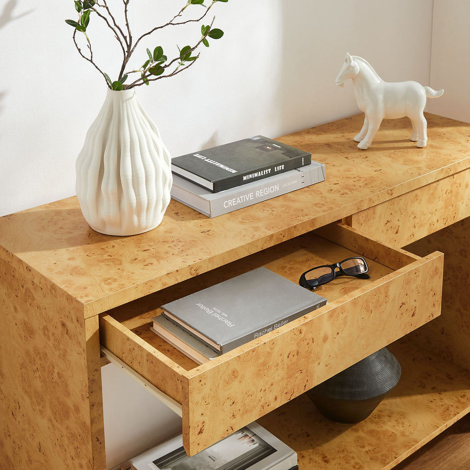Hudson 2-Drawer Burl Wood Console Table by Modway