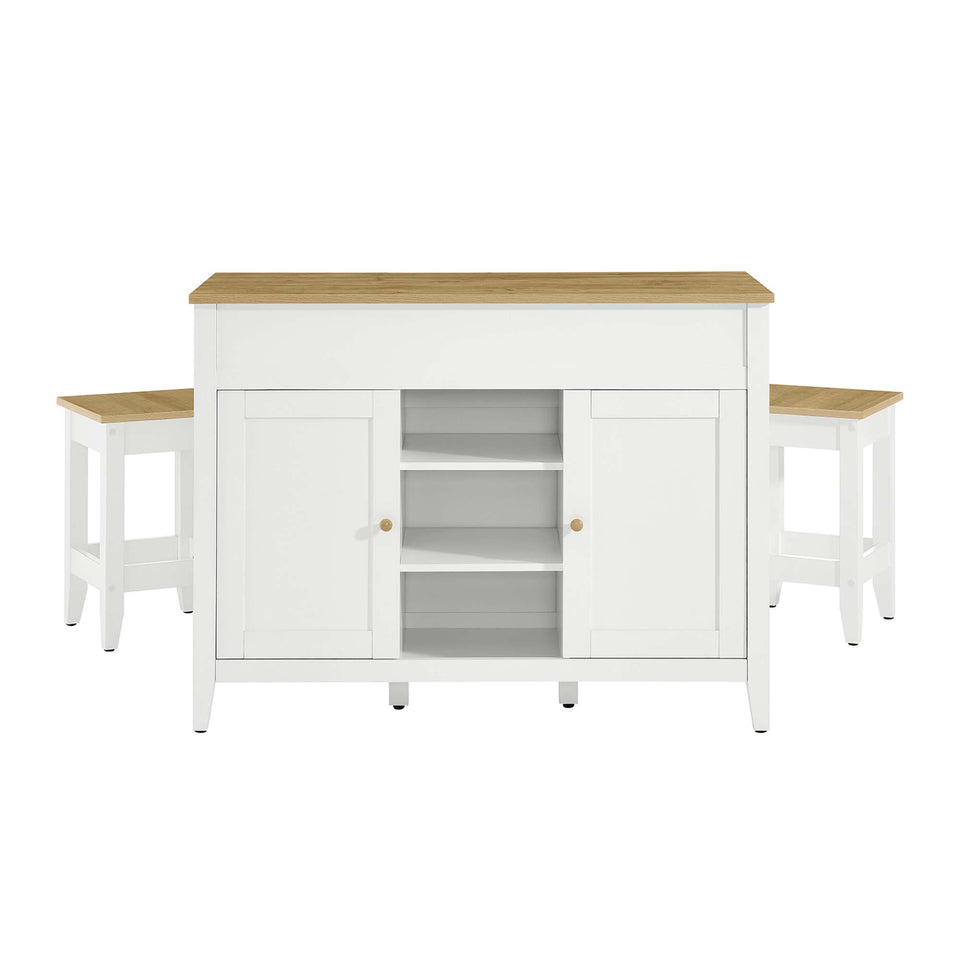 Garland 3-Piece Kitchen Island and Stool Set by Modway