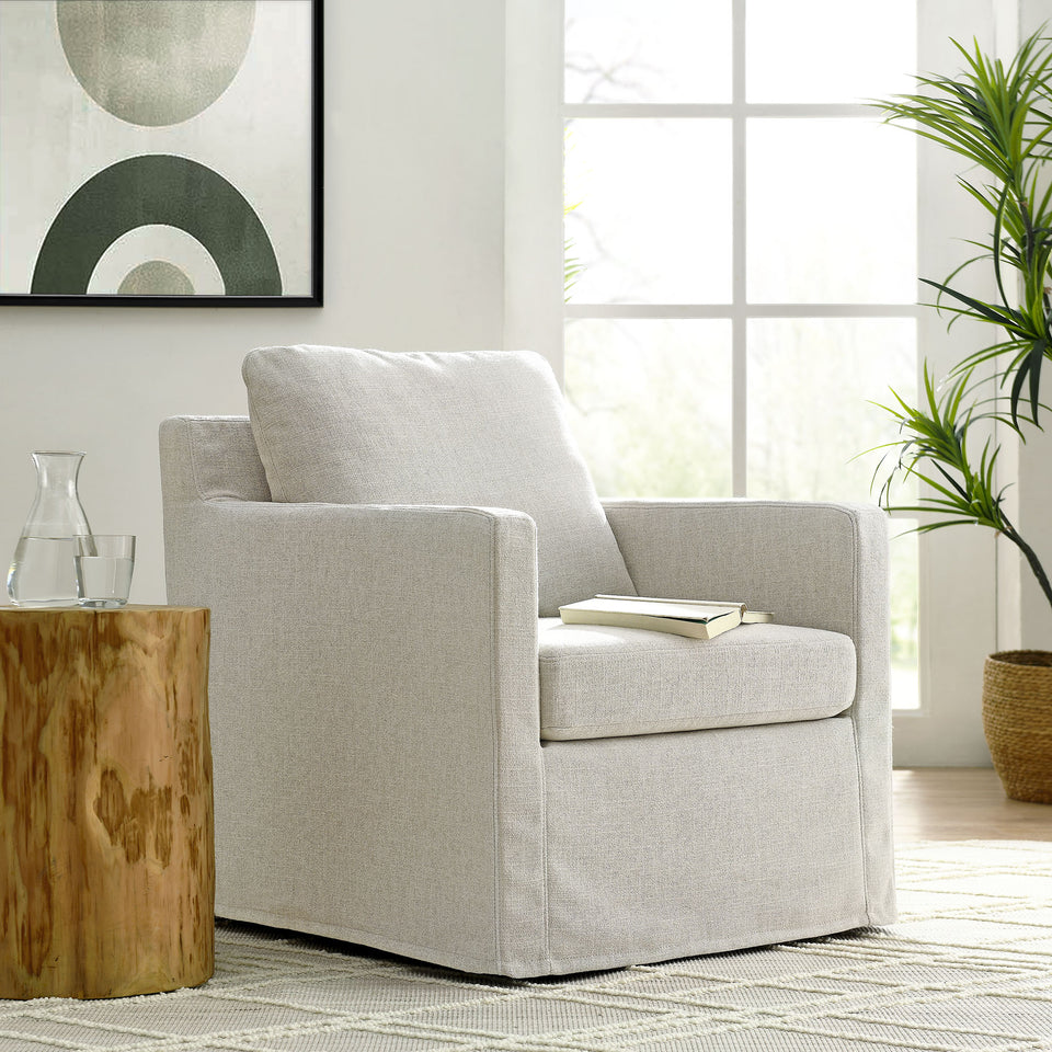 Serene Fabric Slipcovered Swivel Armchair by Modway