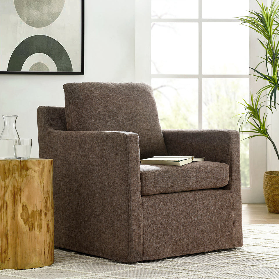 Serene Fabric Slipcovered Swivel Armchair by Modway