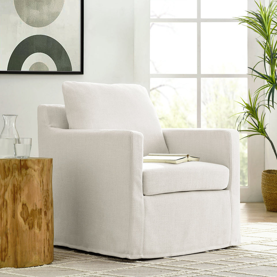 Serene Fabric Slipcovered Swivel Armchair by Modway