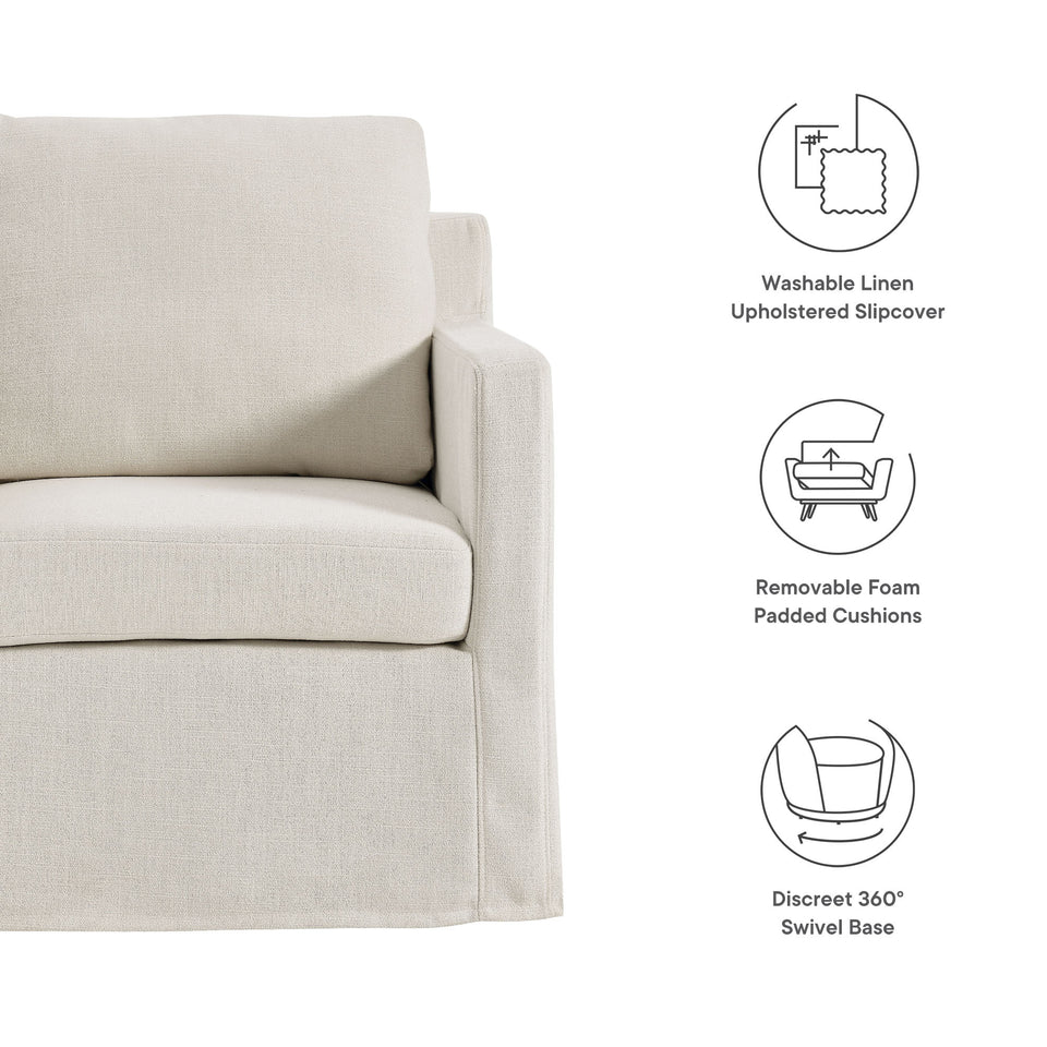 Serene Fabric Slipcovered Swivel Armchair by Modway