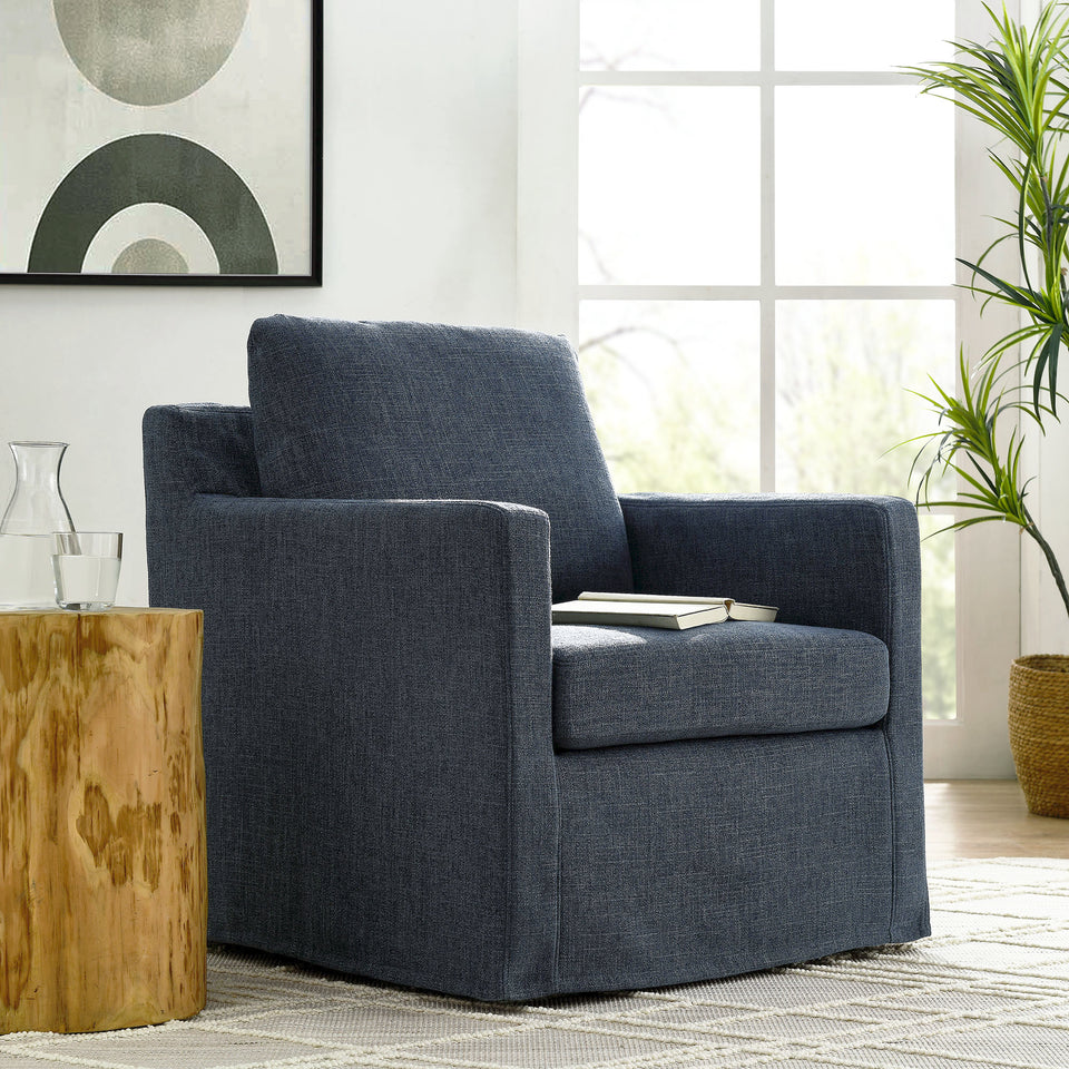 Serene Fabric Slipcovered Swivel Armchair by Modway