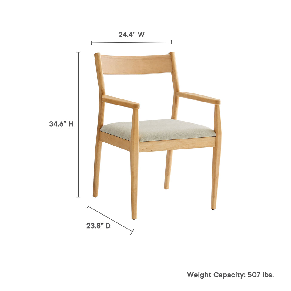 Solara 7-Piece Wood Dining Set with Fabric Upholstered Armchairs by Modway
