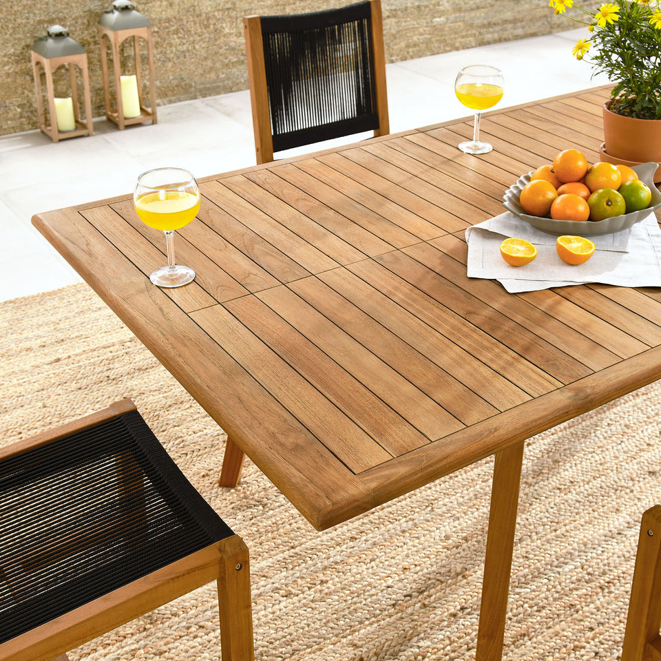 Vienna 7-Piece Outdoor Patio Teak and Rope Dining Set with Armless Chairs by Modway