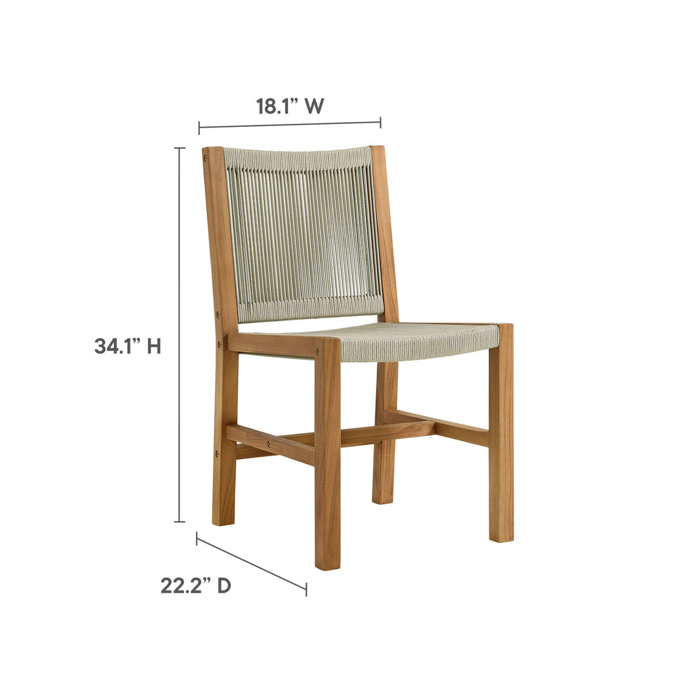Vienna 5-Piece Outdoor Patio Teak and Rope Dining Set with Armless Chairs by Modway