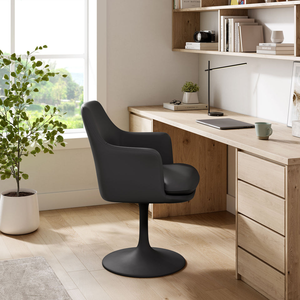 Lippa Swivel Dining Vegan Leather Armchair by Modway