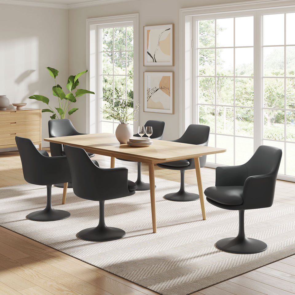 Lippa Swivel Dining Vegan Leather Armchair by Modway