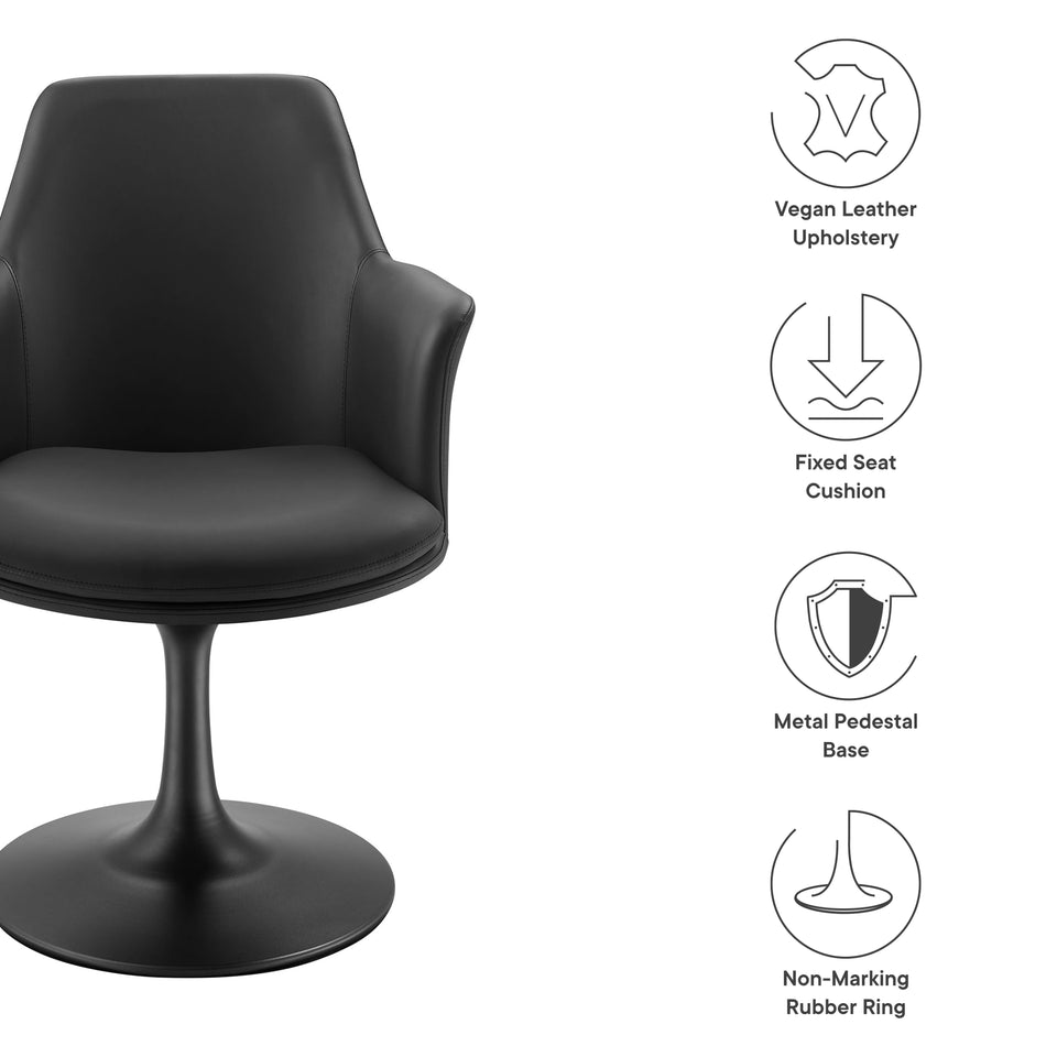 Lippa Swivel Dining Vegan Leather Armchair by Modway