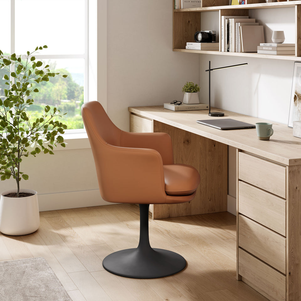 Lippa Swivel Dining Vegan Leather Armchair by Modway