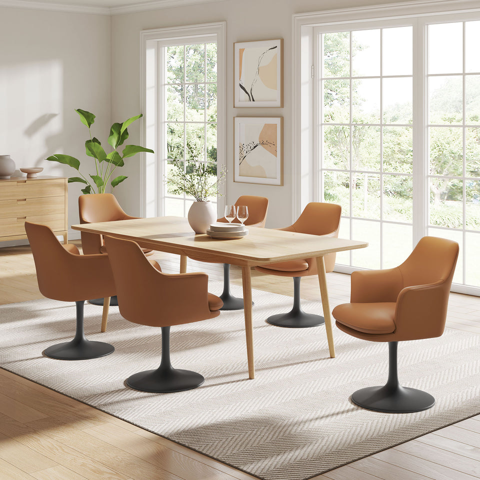 Lippa Swivel Dining Vegan Leather Armchair by Modway