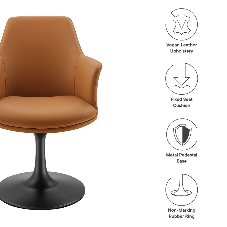 Lippa Swivel Dining Vegan Leather Armchair by Modway