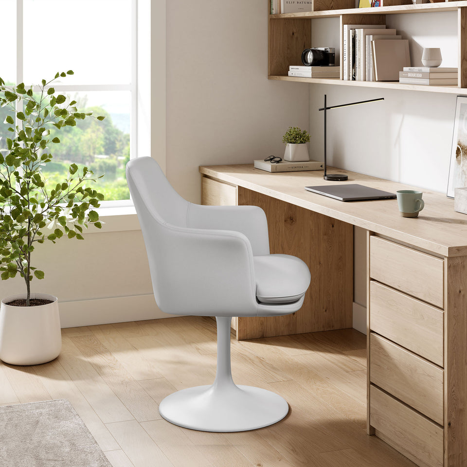 Lippa Swivel Dining Vegan Leather Armchair by Modway