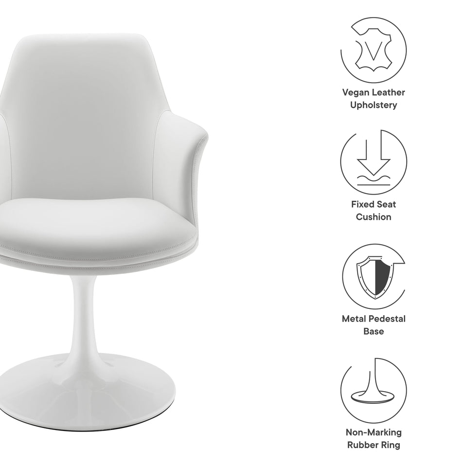 Lippa Swivel Dining Vegan Leather Armchair by Modway